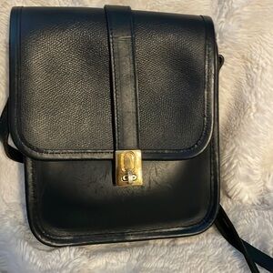 Vintage Michael Green Navy Rectangular Flap, Leather Crossbody Bag